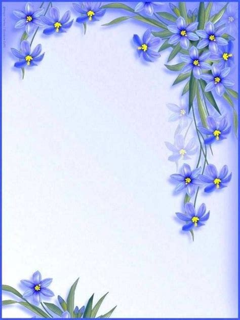 Beautiful Blue Flowers Boarder Designs Page Borders Design Frame