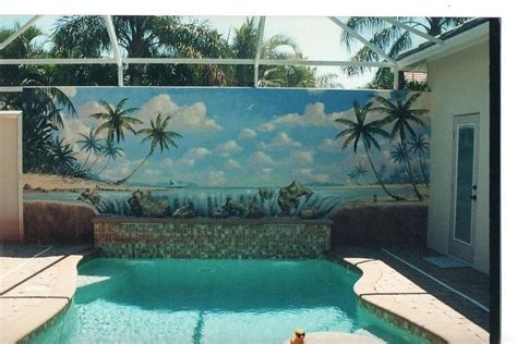 Poolside Mural By Michael Vires Beach Mural Beach Wall Murals Ocean
