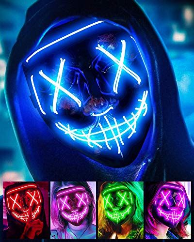 Scary Halloween Mask Led Light Up Purge Mask Cosplay Glowing In The