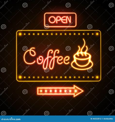 Neon Sign Coffee Stock Vector Illustration Of Line 46522812