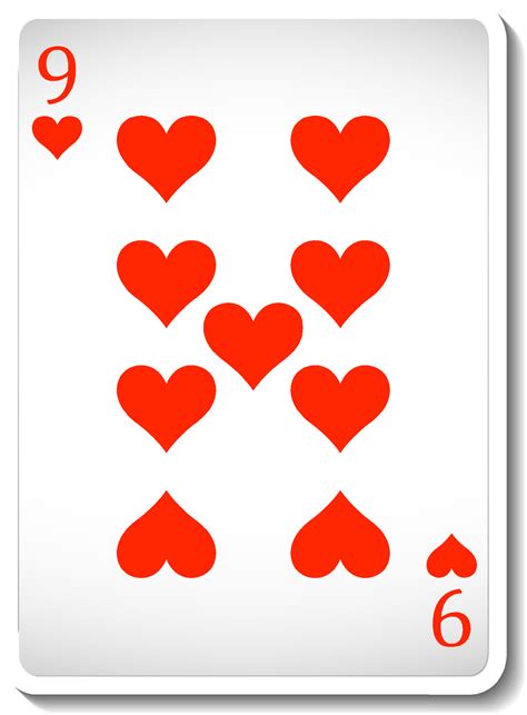 Nine Of Hearts Playing Card Isolated 4263431 Vector Art At Vecteezy