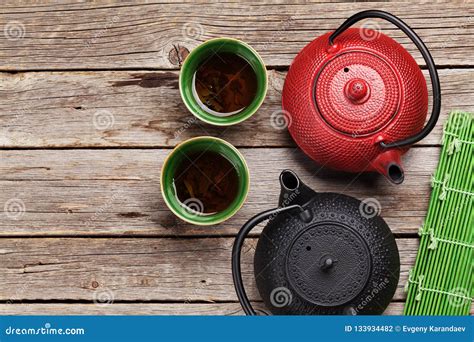 Herbal Green Tea And Teapots Stock Photo Image Of Chinese Copy