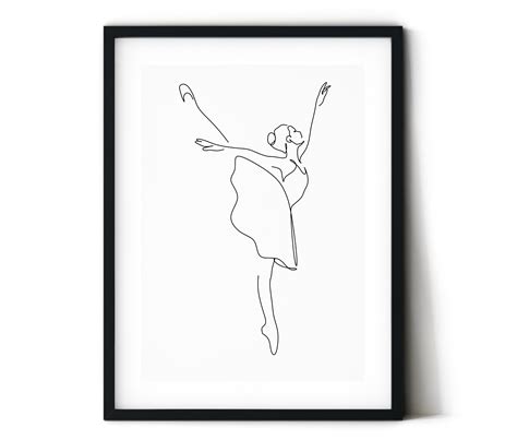 Ballerina Set Of 3 Illustration Abstract Ballerina Printable One Line