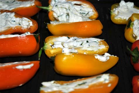 roasted grilled cream cheese stuffed mini bell peppers