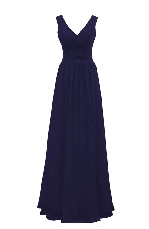 Yorformals Womens V Neck Chiffon Bridesmaid Dress Long Formal Evening Party Gown Ruched Bodice