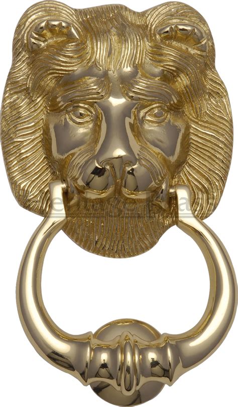 Lion Head Door Knocker 203mm Polished Brass