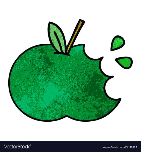 Retro Grunge Texture Cartoon Juicy Apple Vector Image