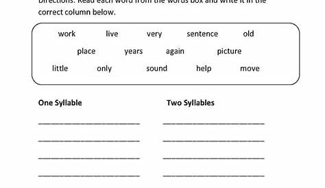 Syllables Worksheets | Syllable worksheet, Syllable, Multisyllabic words