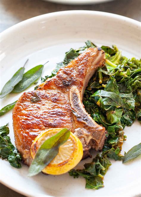 You can go thicker or thinner, but just be aware that most pork chop recipes are written with 1 inch thick chops in mind, so you may have to adjust the cooking time. Pan-Seared Pork Chops with Garlic and Greens Recipe ...