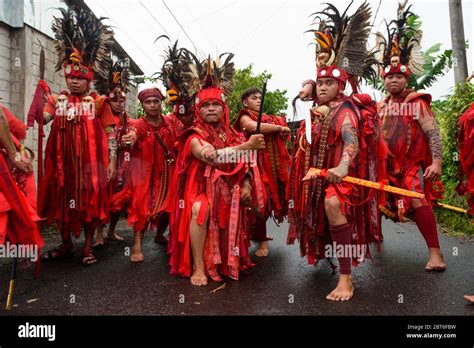 Group Of Kabasaran Dancers In Tomohon North Sulawesi Indonesia Stock