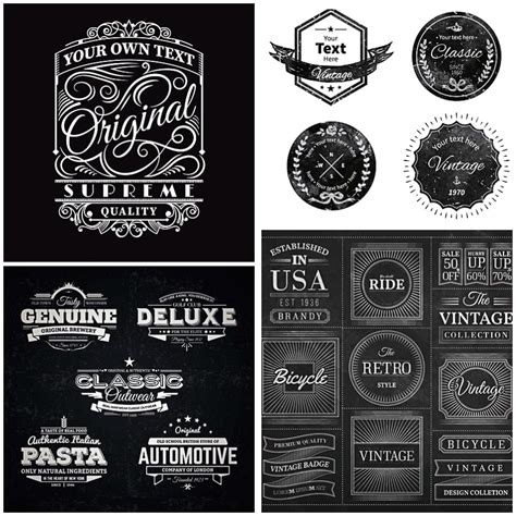 Blackboard Retro Badges Vector Free Download