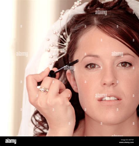 Bride Putting Her Makeup On On Her Wedding Day Big Day Bridal
