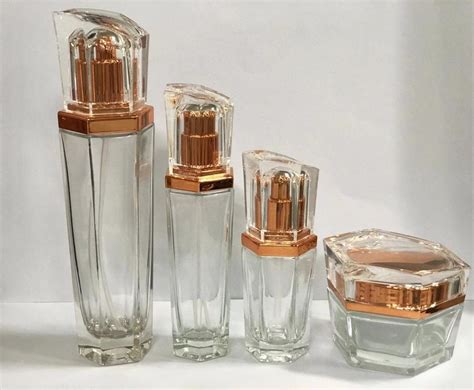 Luxury Transparent Cream Bottles Skincare Packaging / Glass Cosmetic 