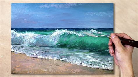 Peindre Une Vague Hyperr Aliste Youtube Seascape Paintings Acrylic Ocean Landscape Painting
