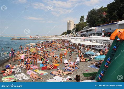 The City Beach In The City Of Sochi With A Large Number Of People