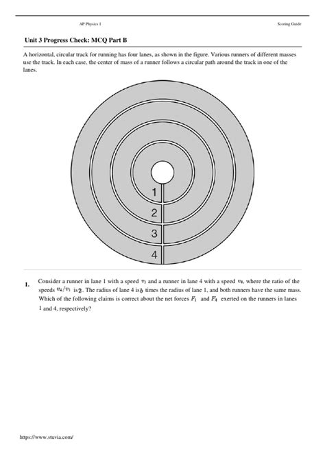 AP Physics 1 Unit 3 Progress Check MCQ Part B Scoring Guide 2023