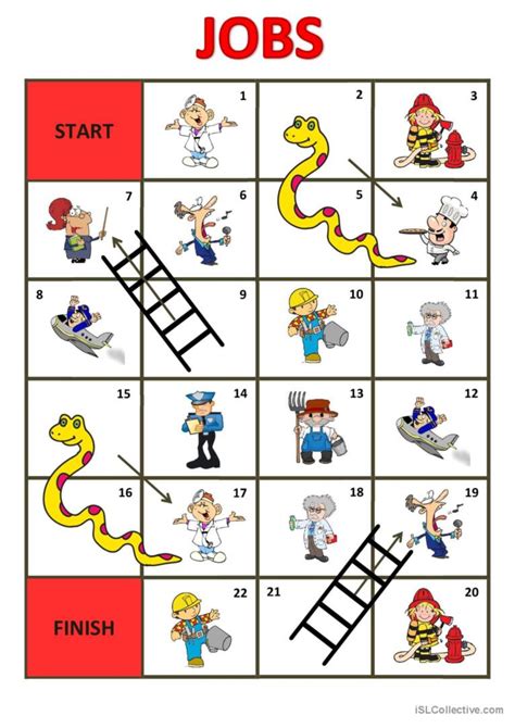 Jobs And Occupations Printable Esl Board Games English Games For Kids