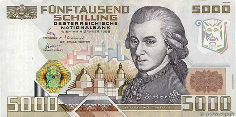 5000 Schilling Österreich 1988 P153 4280228 Banknoten
