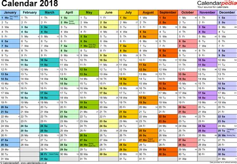Calendar 2018 Uk 16 Free Printable Pdf Templates