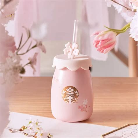 Starbucks China Sakura Ceramic Straw Mug Spring Cherry Blossoms Milk