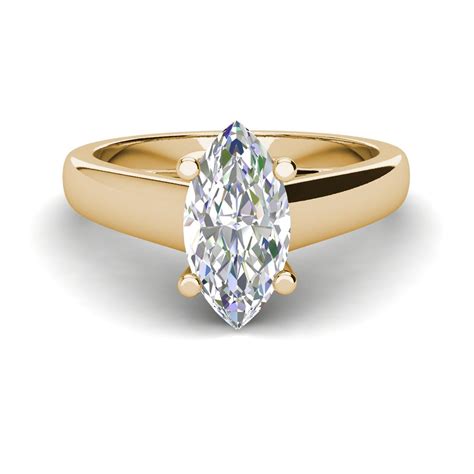 Solitaire 1 Carat Vvs1d Marquise Cut Diamond Engagement Ring Yellow