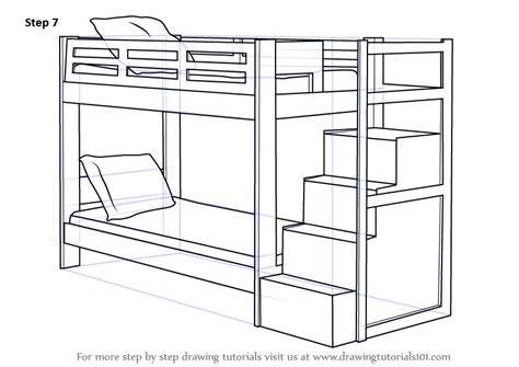 Learn How To Draw A Bunk Bed Furniture Step By Step Drawing Tutorials