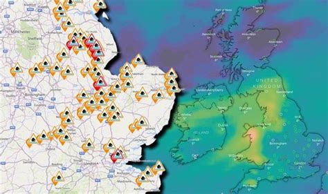 Flood Warnings Mapped Uk On Alert As Six Inches Of Rainfall Forecast