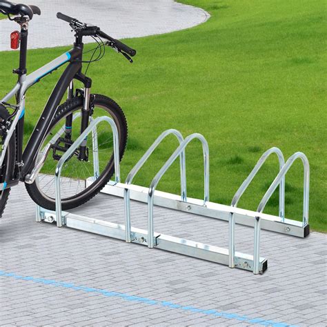 Homcom Bike Stand Parking Rack Floor Or Wall Mount Bicycle Cycle