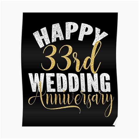 Happy 33rd Wedding Anniversary Matching T For Couples Print Poster