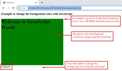 How To Change The Background Color After Clicking The Button In Javascript