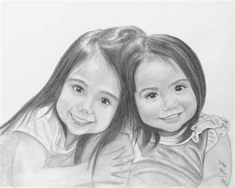 Two Little Sisters Drawing By Laura Dallas Pixels