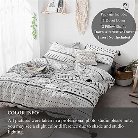 Vclife Cotton Boho Queen Comforter Set Modern Herringbone Stripe Plaid