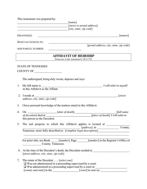 Affidavit Of Heirship Form Fill Out And Sign Printable Pdf Template
