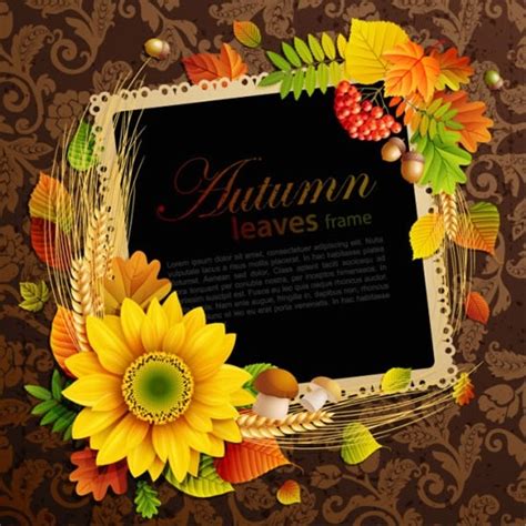 Decorative Background Template Elegant Autumn Plants Frame Vectors