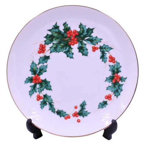 Plate Geo Z Lefton Christmas China Holly Berry Pattern 10408 1995 8
