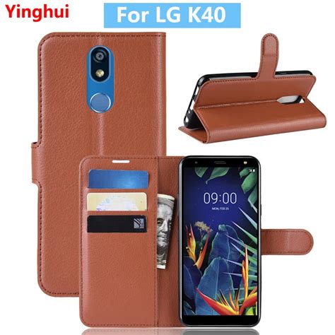 For Lg K40 Flip Leather Case For Lg K40 Book Style Wallet Card Stand
