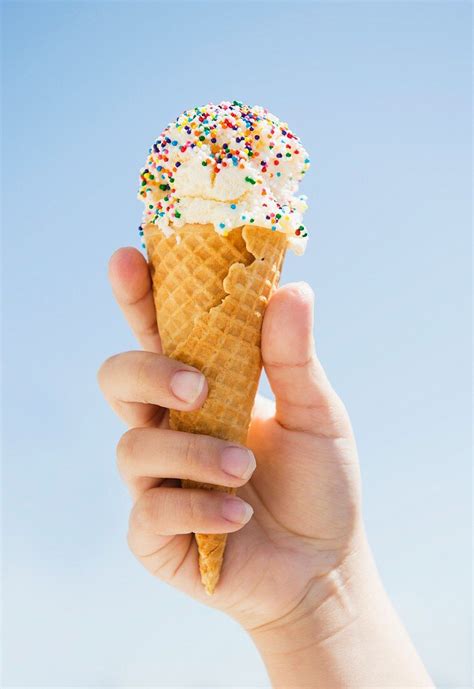 A Hand Holding An Ice Cream Cone With A License Images 11216375 Stockfood