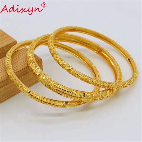 Adixyn 7cm28inch Dubai Bangles For Women Gold Color Bracelets Ethiopianarabmiddle East Party