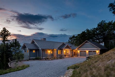 Sunset View Of Custom Mountain Craftsman With Traditional And Modern