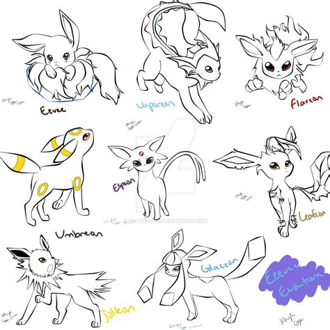 Pokemon Coloring Pages Eevee Evolutions All Dog Tied