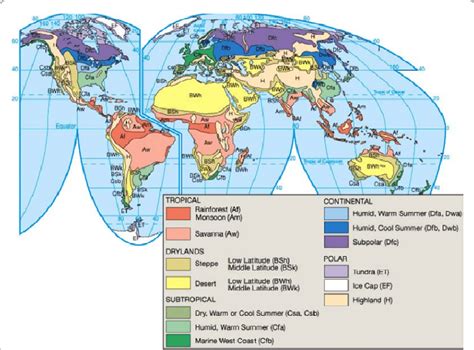World Map Of The Koppen Geiger Climate Classification Download