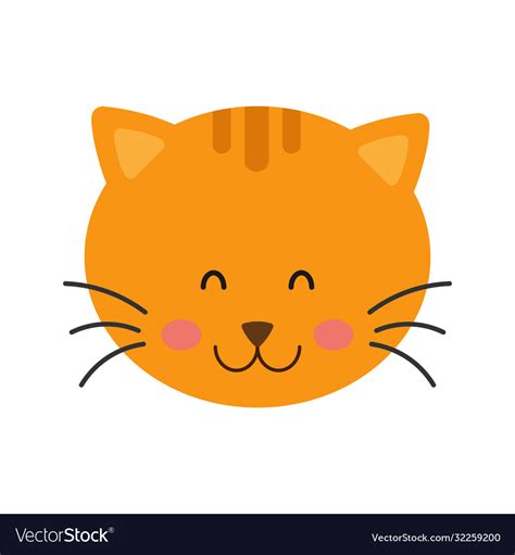 Cute Cat Face Icon Cartoon Royalty Free Vector Image