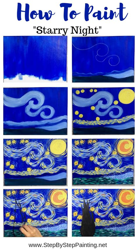 How To Paint Starry Night Dibujos Para Arte Arte De Lienzo Pequeño