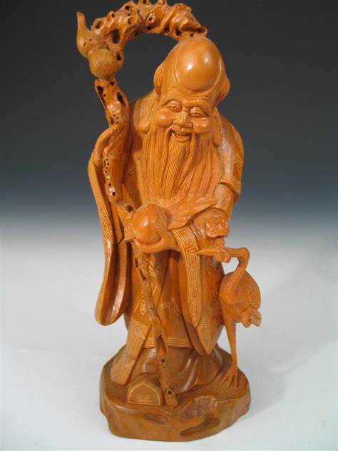 Sold At Auction Chinese Carved Wood Figure Of Shoulao