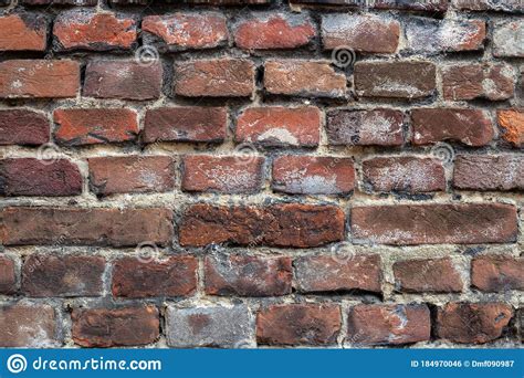 Old Brick Wall Dirty Grunge Texture Background Of Red Solid Distressed