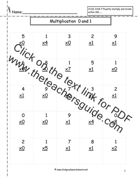 Multiplication Worksheets 0 And 1