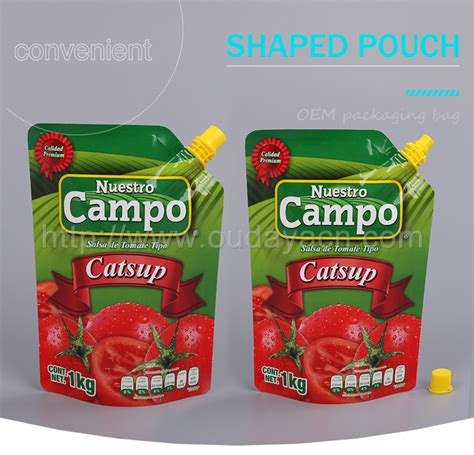 Ketchup Sauces Stand Up Pouch With Spoutmetalized Pouch With Spout For
