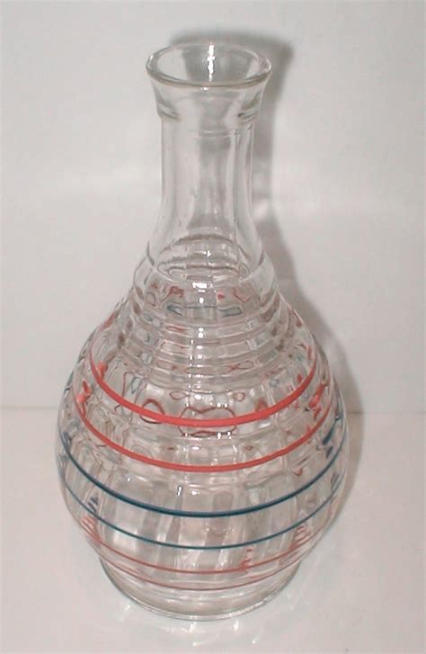 Vintage Hazel Atlas Striped Glass Carafe S Ribbed Juice Etsy