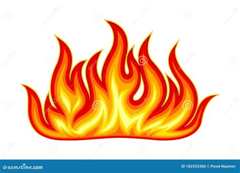 Fire Flames With Bright Orange Blazing Tongues Vector Illustration