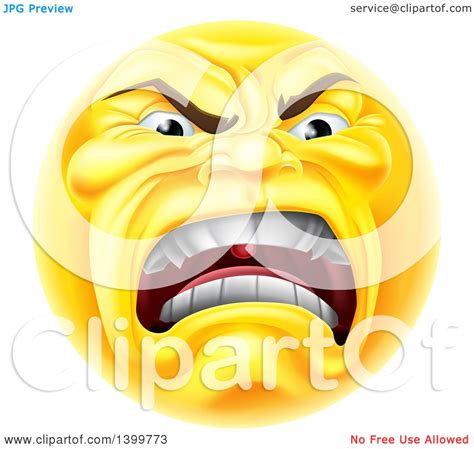 Clipart Of A Yellow Angry Screaming Emoji Emoticon Smiley Royalty